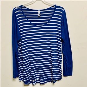 Lularoe Stripped baseball long sleeve 2x
